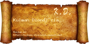 Kulman Dionízia névjegykártya